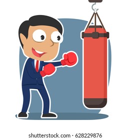 indian businessman with punching bag