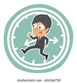indian businessman running inside clock