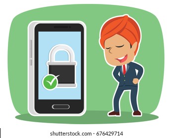 indian businessman with secured smartphone