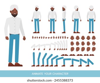 Indian businessman wear white shirt character vector illustration design. Create your own pose.