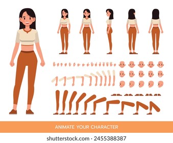 Indian businesswoman wear cream shirt character vector illustration design. Create your own pose.