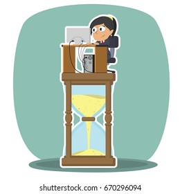 indian businesswoman is working on hourglass