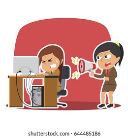 indian businesswoman yelling to her stressed employee