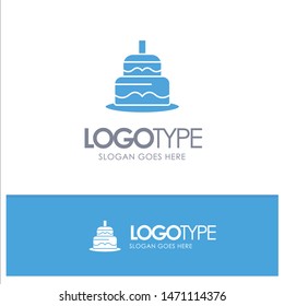 Indian, Cake, Day, Country Blue Solid Logo with place for tagline. Vector Icon Template background