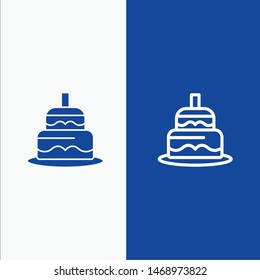 Indian, Cake, Day, Country Line and Glyph Solid icon Blue banner Line and Glyph Solid icon Blue banner. Vector Icon Template background