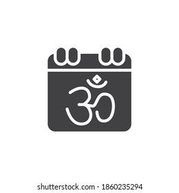 Icono vectorial de calendario indio. signo plano relleno para concepto móvil y diseño web. Icono de glifo del día del calendario hindú. Símbolo, ilustración del logotipo. Gráficos vectoriales