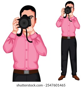 Indian Camera Man Cartoon Character Vector Illustration (Royalty Free)