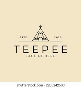 indian camp logo line art icon template design