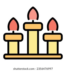 Vector de contorno de icono de velas indias. Ciudad de la India. Color del negocio del turismo