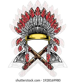 indian cap and axes illustration for your merchandise or business