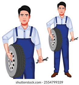 Indian Car Mechanic Cartoon Character Vector Illustration (Royalty Free)