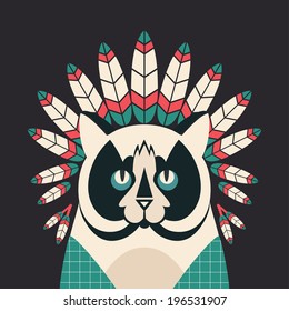 Indian cat with feathers