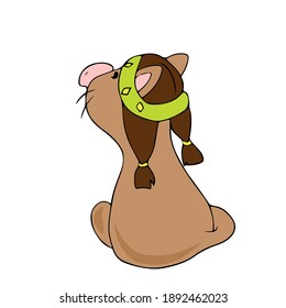 El gato indio estaba ofendido. El diseño de los niños vectores en un fondo blanco aislado, para los carteles de postales.