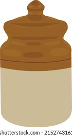 Indian Ceramic Pickle (Achar) Jar Vector Illustration