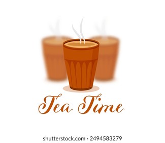 Indische Chai (Übersetzung Tea) oder Tee Kullad Promo Hintergrund Vektorgrafik