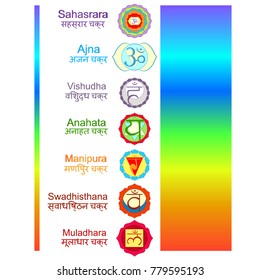 Indian chakra  is color set. vector illustration