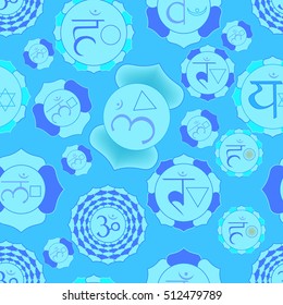 Indian chakra seamless pattern of blue. vector illustration