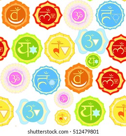 Indian chakra seamless pattern of color. vector illustration