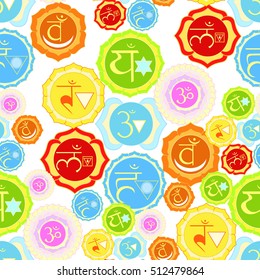 Indian chakra a seamless pattern of color. vector illustration