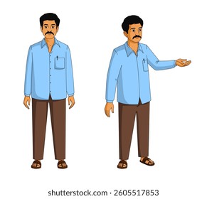 Indian Character Vector Design, Cartoon Indian Man Character Design Illustration