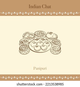 ilustración de dibujo de la línea de comida de chat india