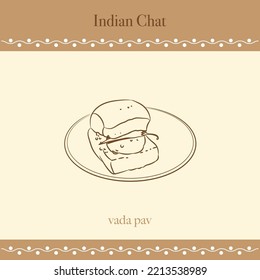 ilustración de dibujo de la línea de comida de chat india