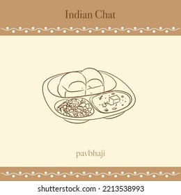 ilustración de dibujo de la línea de comida de chat india