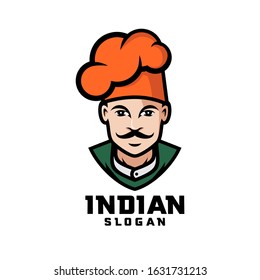 Indian chef character logo design cartoon