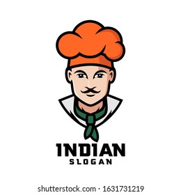 Indian chef character logo design cartoon