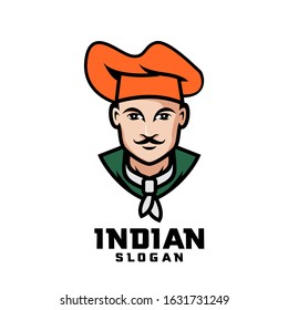 Indian chef character logo design cartoon
