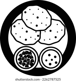 Indian Chickpea Curry with Fried Flatbreads vector outline icon design, Asian Cuisines symbol, Most Popular Dishes Sign, Street Foods stock illustration, chholay bhaturey Concept
