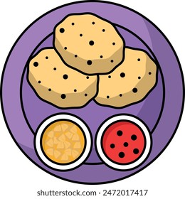 Indian Chickpea Curry with Fried Flatbreads vector color icon design, Pan-Asian cuisine symbol, Most Popular Dishes Sign,Casual eats stock illustration, chholay bhaturey Concept