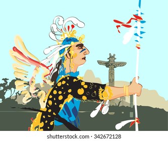 Indian chief, the Aztecs, Vector