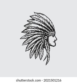 Indian chief drawing. Creative design.