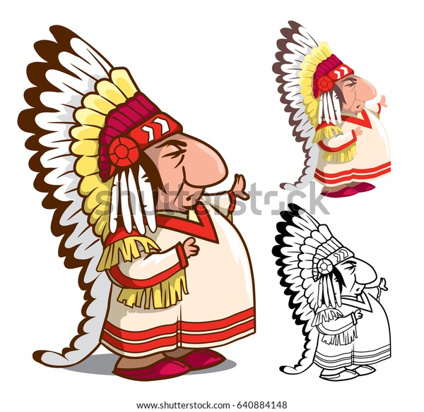 Download Indian Chief Feather Headdress Isolated Cartoon Stock ...