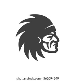 Indian Chief Head Icon. Native American Logo. 