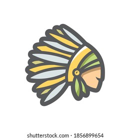 Indian Chief Head Vector icon Cartoon illustration