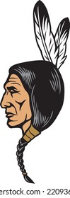 Indian Chief Head Vector Illustration