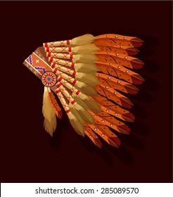 Indian Chief Headdress Vector Flat Illustration Stock Vector (Royalty ...