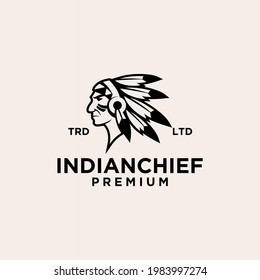 Indian Chief Logo Icon Illustration Premium Vector