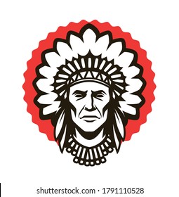 Indian chief logo or symbol. Warrior mascot