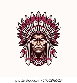 indian chief mascot logo design