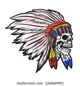Indian  Chief  Skull Illustration  