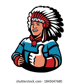 Indian chief symbol. Warrior mascot vector illustration