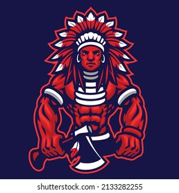 Indian Chief Warrior Mascot logo