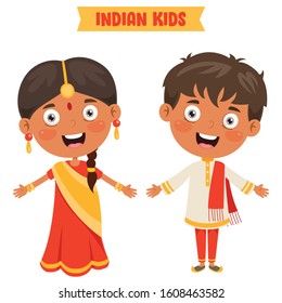 Indian Children Wearing Traditional Clothes