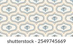 Indian chintz ogee seamless pattern. Modern flower damask endless background. Floral repeat farmhouse continuous ornament. Surface pattern digital textile. Vector classic design wildflower motif.