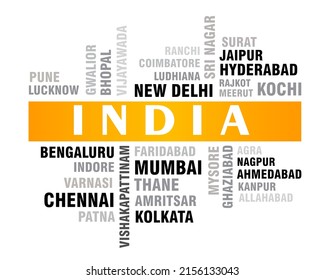 Indian Cities Word Cloud Vector Illustration Stock Vector (Royalty Free ...