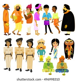 Indian citizens set different policeman. vector illustration