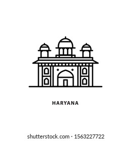 Indian City Icon. Narnaul-Jal Mahal. Haryana. Minimal Vector Illustration, Linear Style.